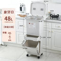 Japanese-style sorting trash can Double bucket Household large kitchen with lid Foot pedal Dry and wet plastic separation bucket Oasis Select 48L three-single