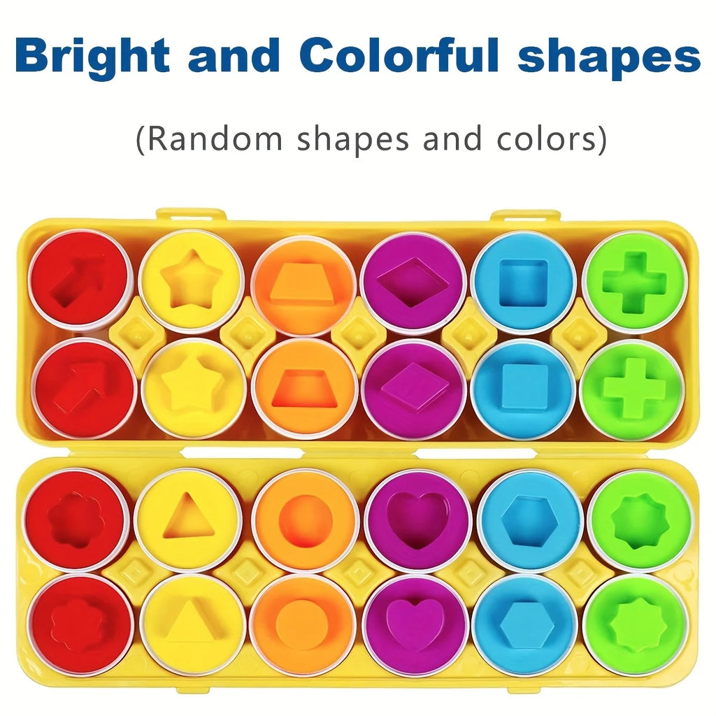 6/12pcs Color &Shape Matching Eggs Toy Set,Simulated Egg Shapes with Storage Box,Geometric Color Learning for Kids Children Toys Oasis Select