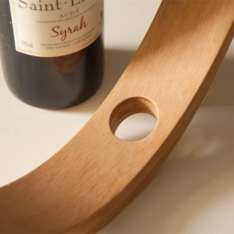 Wooden Balanced Wine Bottle Rack Home Creative Hanging Bamboo Wine Bottle Rack Club Display Rack Decoration Oasis Select
