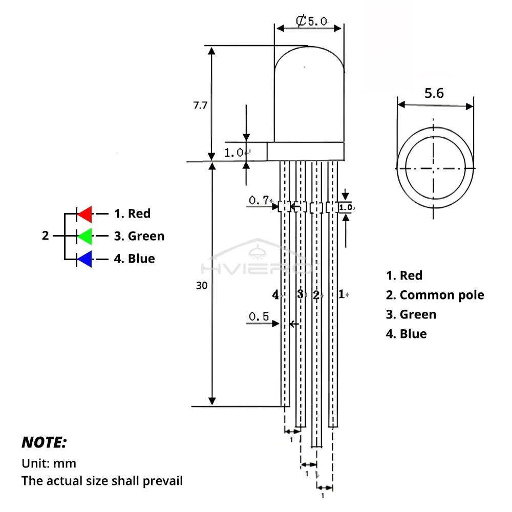 5mm RGB LED Diodes 4-Pin Diffused Tri-Color | 100–500 Pack