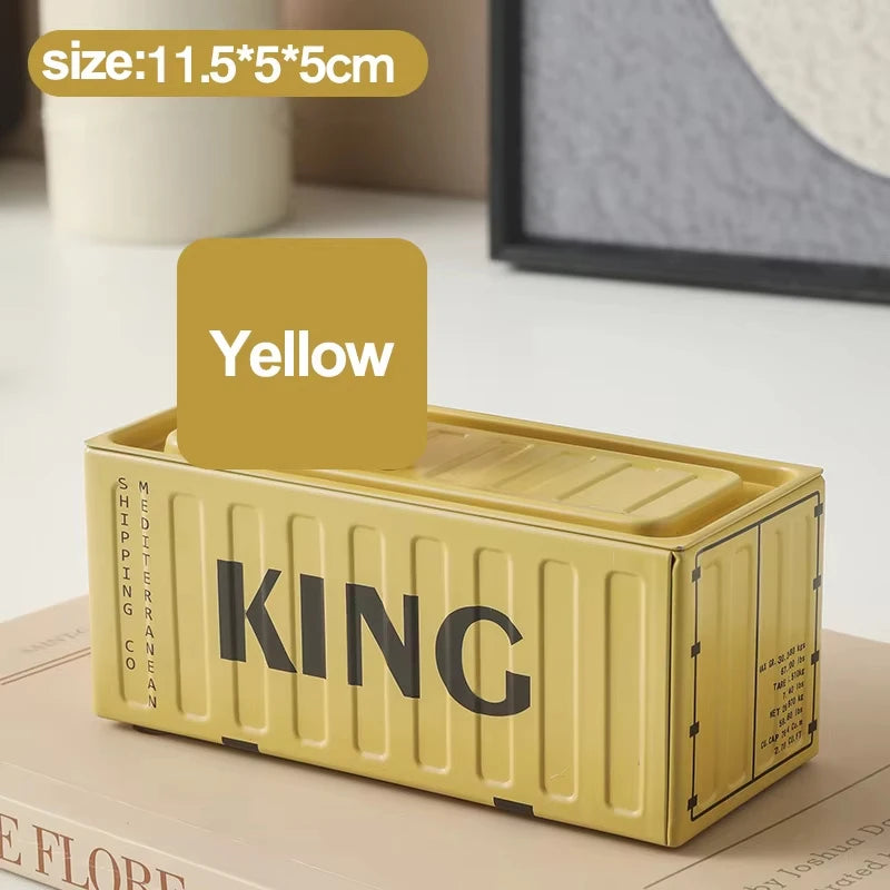 Iron Storage Box Retro Industrial Style Metal Miniature Container Model Decorative Storage Box Creative Model Display Piece Oasis Select YELLOW
