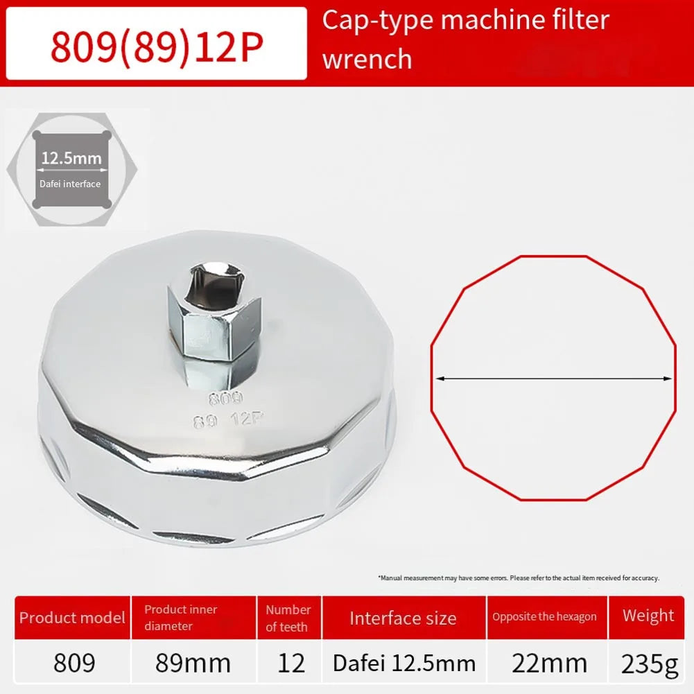64mm-89mm End Cap Machine Filter Removal Tool 1/2inch Square Drive Oil Filter Remove Tool Machine Filter Hand Tool Oasis Select 89mm 12P