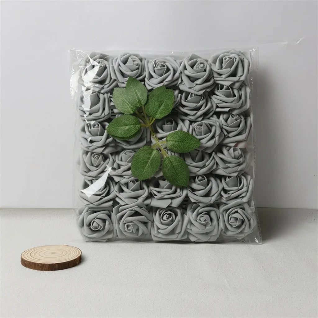 30 Pieces Artificial PE Foam Roses Fake Rose Flowers for DIY Bridal Bouquet Wedding Valentine's Day Party Decoration Oasis Select Grey-30pcs