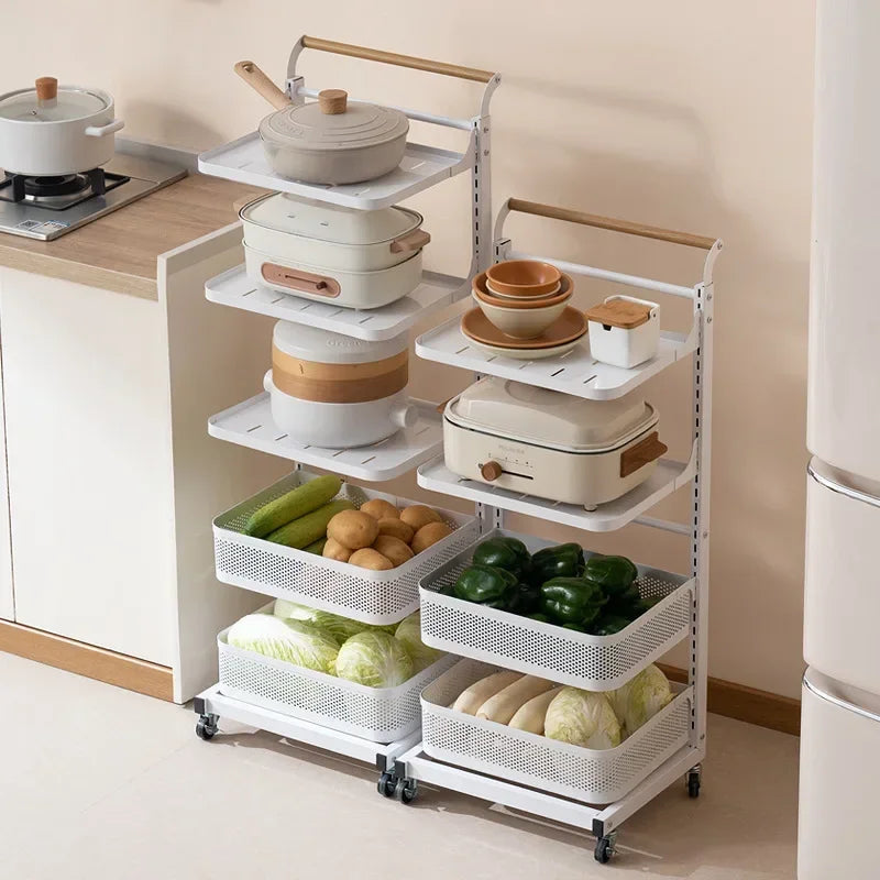 Kitchen rack Household floor-to-ceiling pot rack Multi-layer fruit and vegetable vegetable basket trolley storage rack Oasis Select