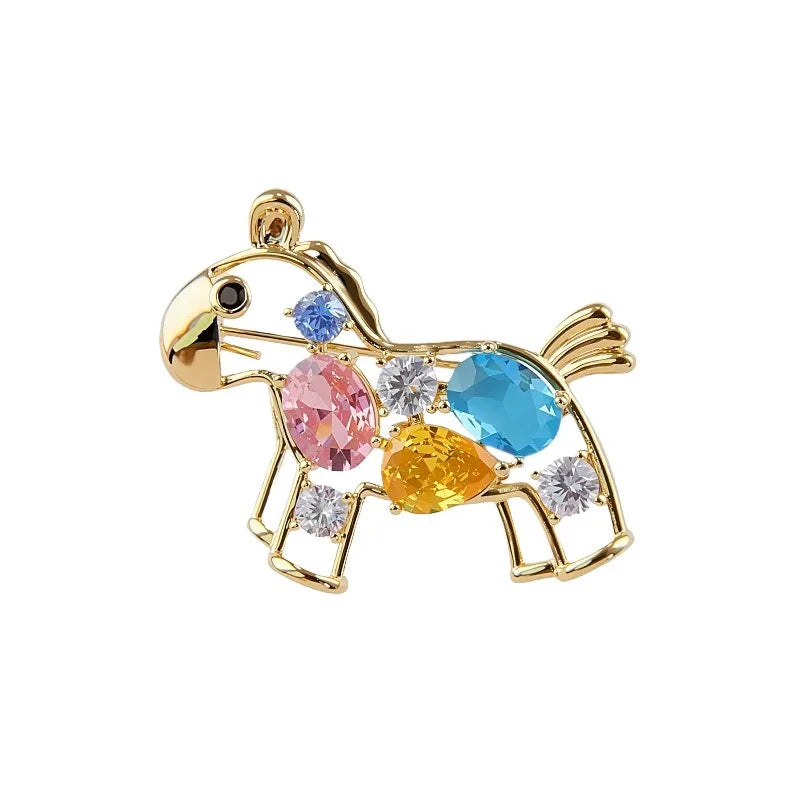 Crystal Hobbyhorse Brooches For Women Kids Lovely Beautiful Horse Party Casual Brooch Pins Gifts Oasis Select