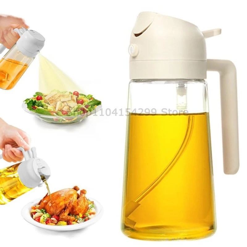 2-in-1 Oil Sprayer Dispenser Olive Oil Dispenser Oil Spray Bottle Plastic Spray Bottle for Cooking Air Fryer BBQ Baking Salad Oasis Select White(transparent)