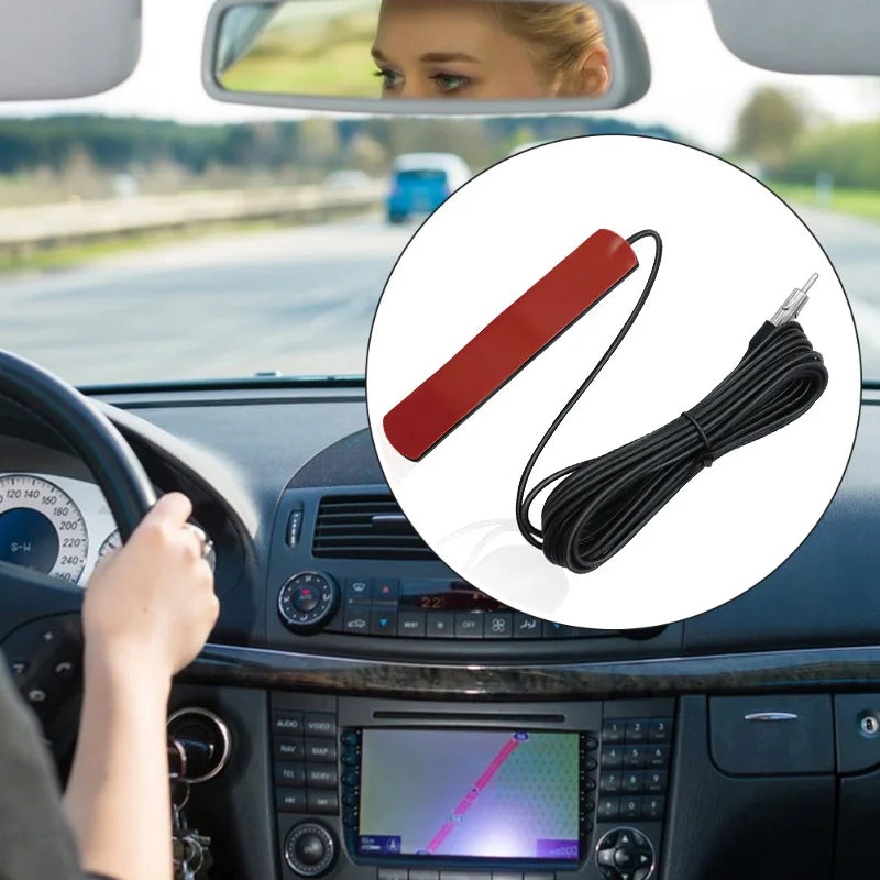 Car Radio Antenna AM FM Electronic Radio Antenna Front Windshield Signal Amplifier Booster 12V Universal Antena Booster 5/3m Oasis Select