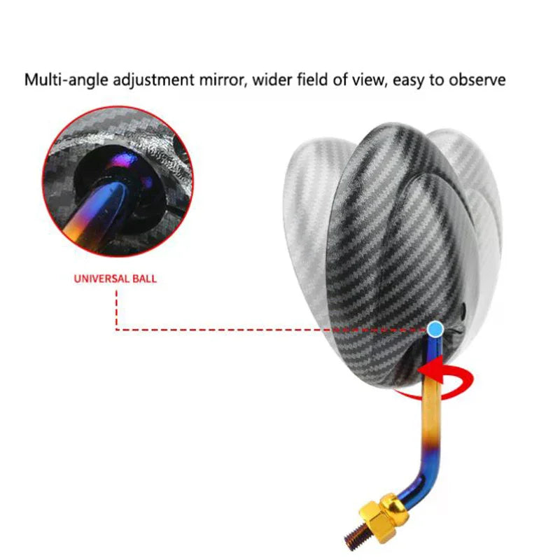 1Pair 22mm Handle Bar Universal Motorcycle Carbon Fiber Texture Burnt Titanium Technology Rear View Rearview Mirrors 8mm Oasis Select