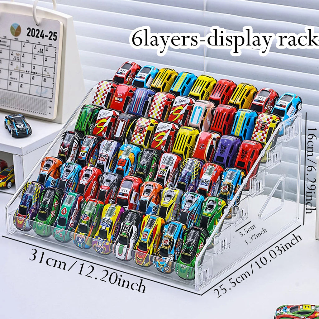 1pc acrylic multi-layer stepped toy car display rack buckle cosmetic home storage rack ideal choice for storage enthusiasts Oasis Select Transparent 6-layer