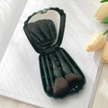 Mini Makeup Brush Set with Mirror Portable Makeup Brush Set, Shell Portable Travel Makeup Brush Set 5 Sizes Brush Mini Complete Oasis Select green