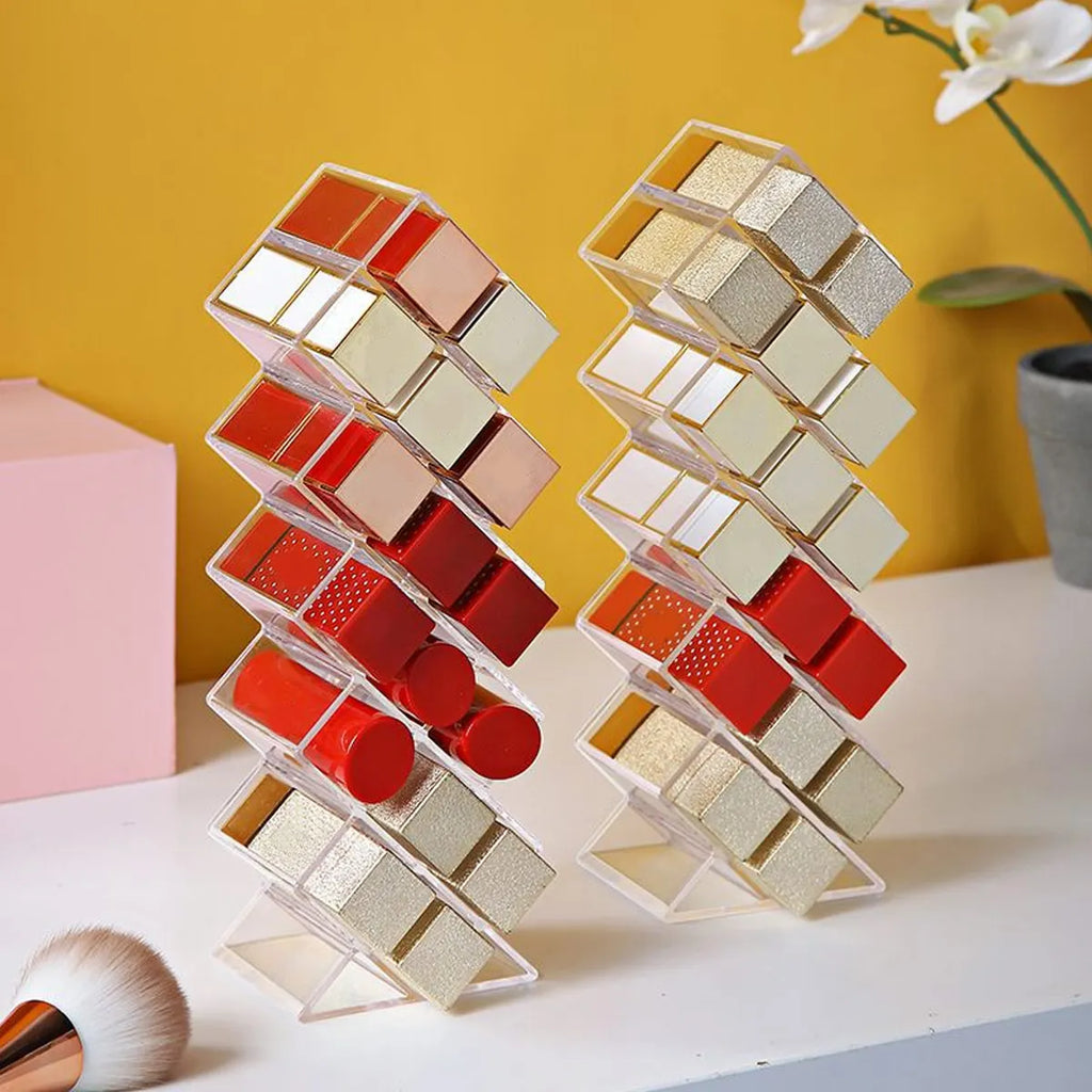 1pc Lipstick holder manager, fish shaped mouth red tower, transparent lipstick storage rack, lipstick display rack Oasis Select