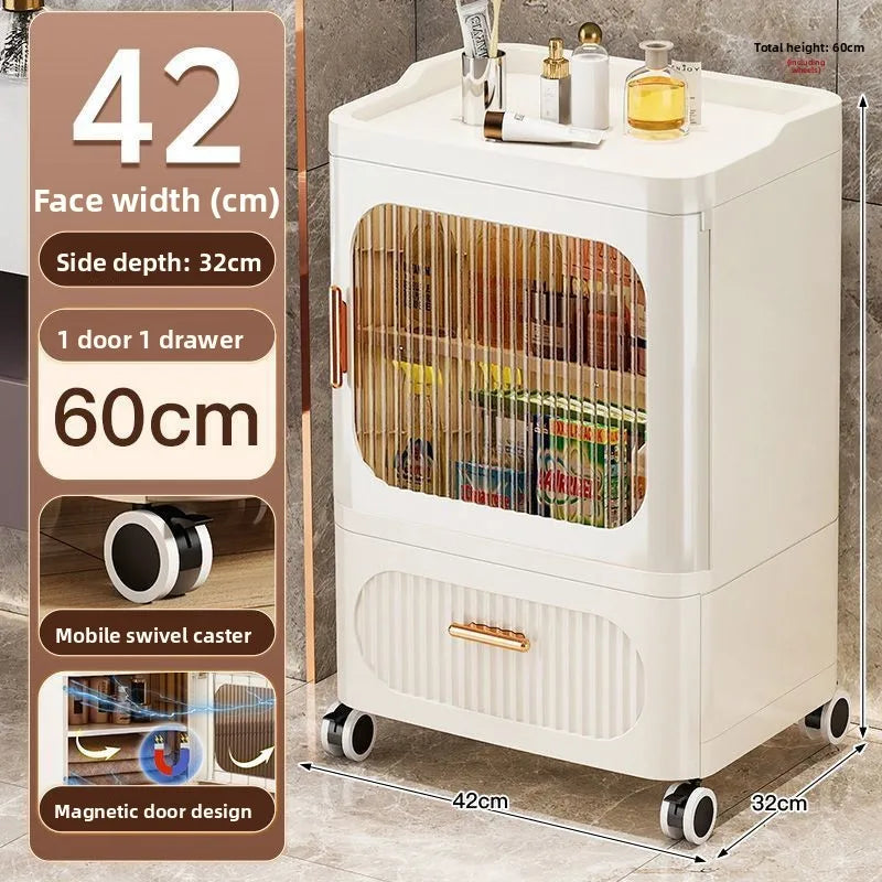 20-52Cm slit narrow side cabinet crevice drawer storage cabinet kitchen rack removable multi-layer cabinet Oasis Select B
