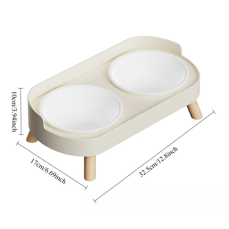 Double Pet Bowl No Spill Food Water Feeder with Stand Neck Support for Cats Dogs Anti Knock Anti Slip Elevated Design Oasis Select