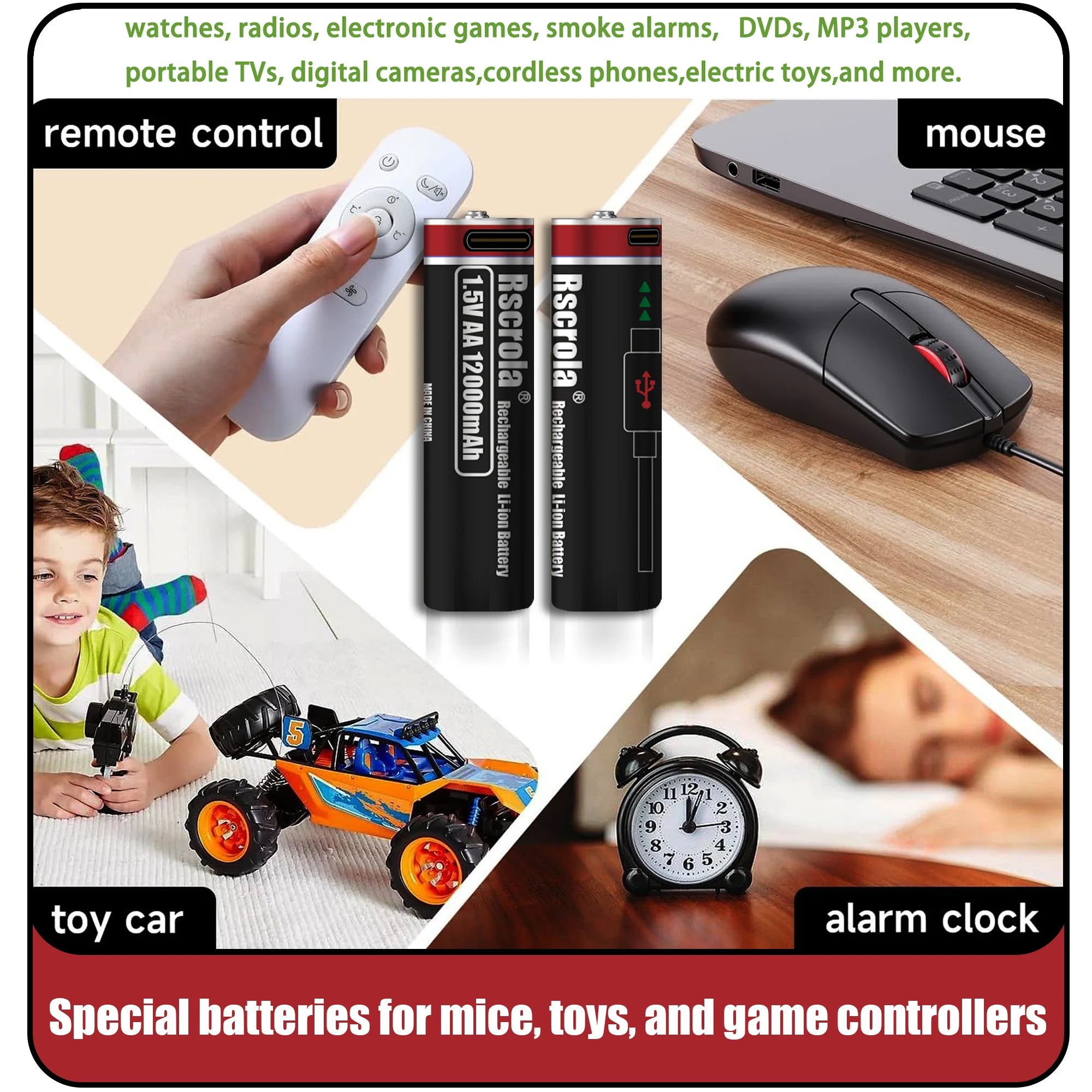 Hot 1.5V 12000mAh USB Type-C Rechargeable Lithium AA Battery for Hunting Camera Remote Control Mouse Smart Door Lock Microphone Oasis Select
