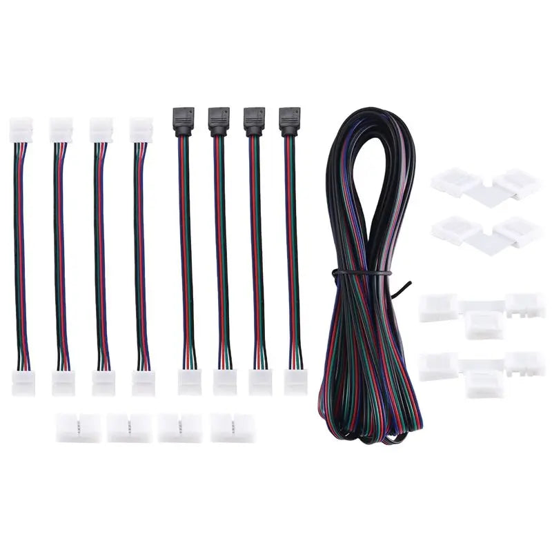 LIKE WISH 16.4FT(5M) 4-Pin RGB LED Strip Extension Cable,LED Strips Connectors Kits For 5050 Flexible RGB LED Strip Light Oasis Select White