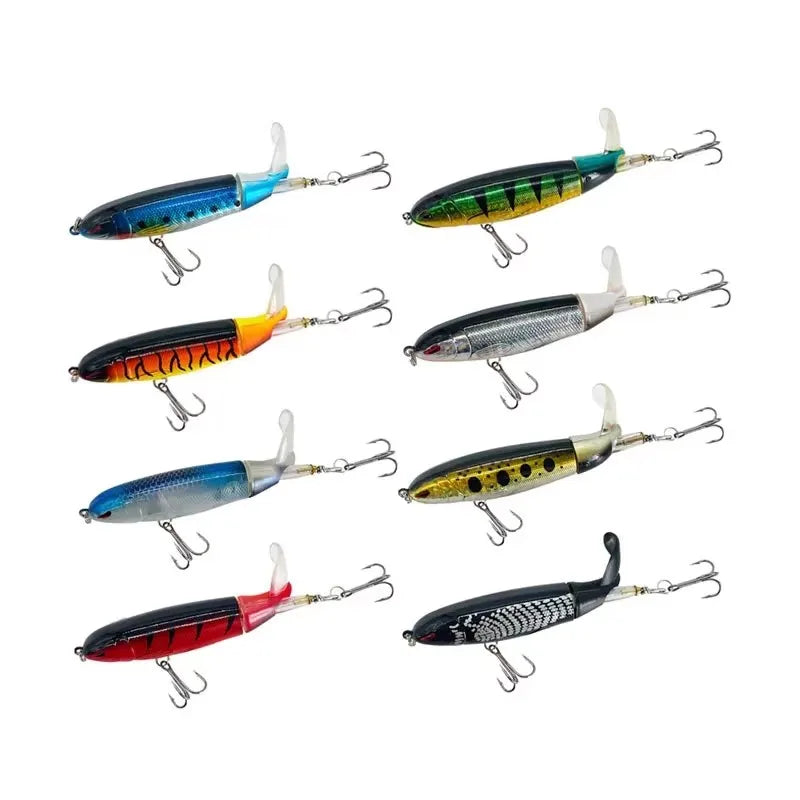 1/4/8Pcs 15g Topwater Fishing Lure Whopper Popper Artificial Bait Hard Plopper Soft Rotating Tail Fishing Tackle Fishing Bait Oasis Select 8PCS mix 2 15g
