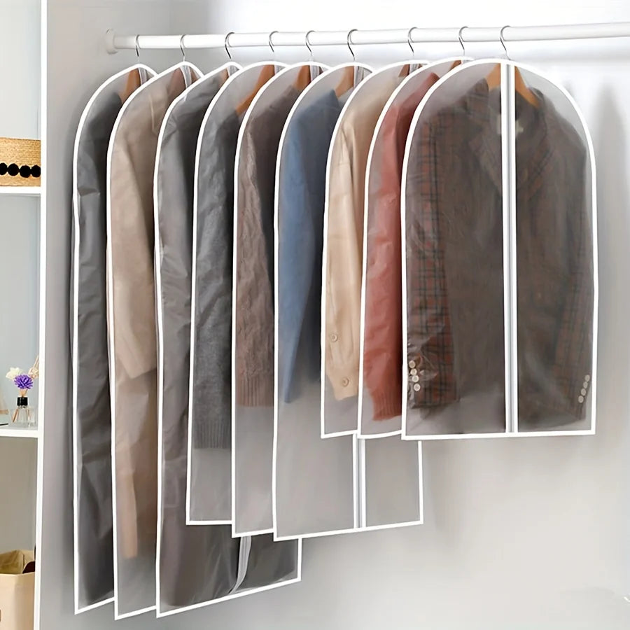 5pcs Transparent Thickened Garment Protection Bags Home Wardrobe Clothes Storage and Protective Bags Suit and Coat Hanging Bags Oasis Select