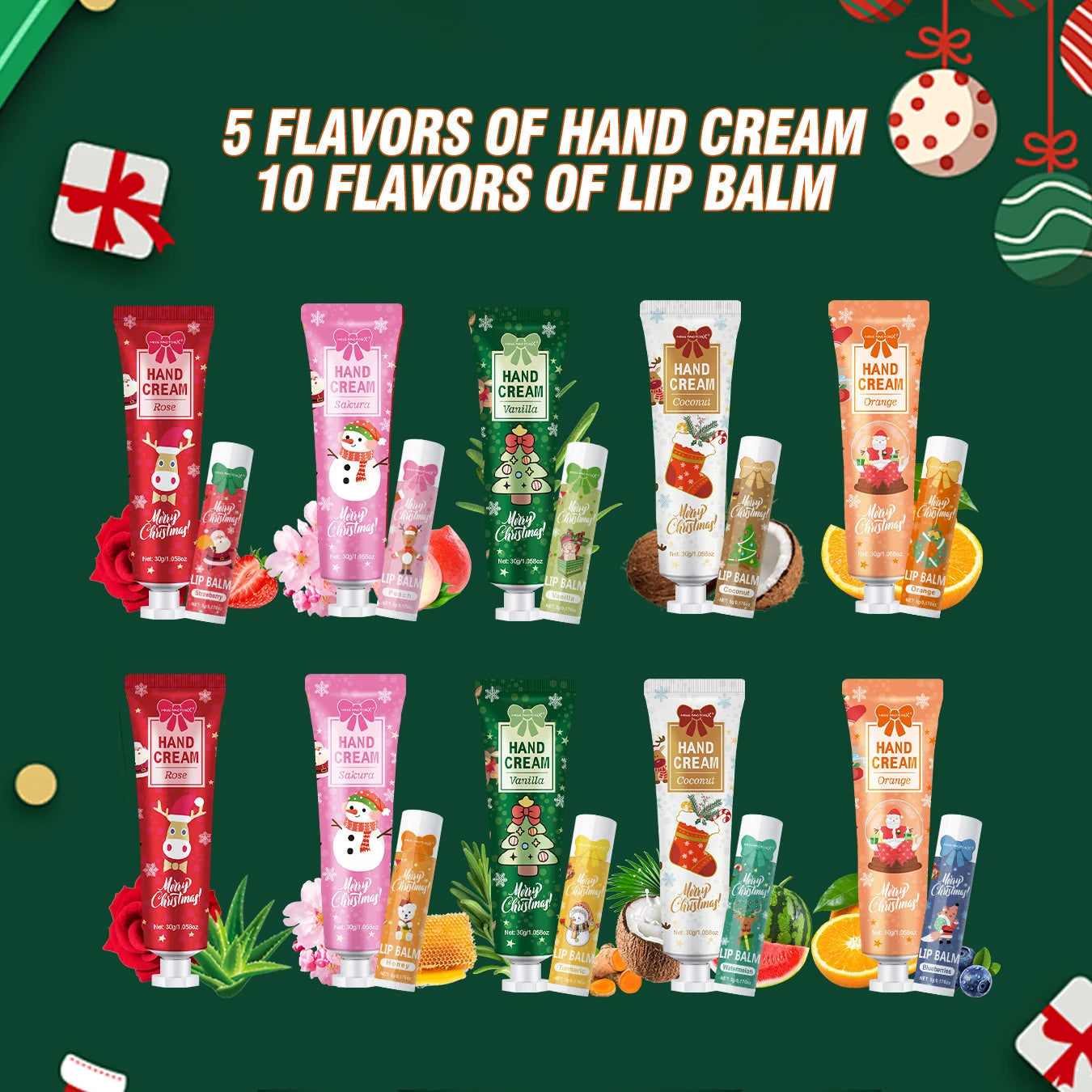Christmas gift set distribution 120PCS/box in bulk, lip balm in bulk, hand cream in bulk, Christmas cards, gift gauze bags Oasis Select