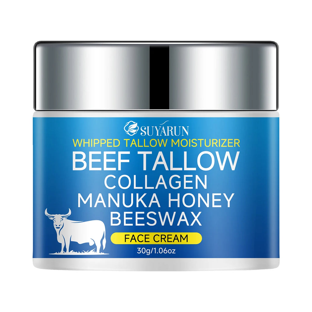 SUYARUN Natural Tallow Cream with Olive Oil & Raw Honey - Nourishing Anti-Aging Face Moisturizer for Dry Skin. Oasis Select 30g