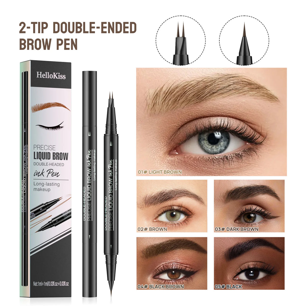 Hello Kiss Microblading Eyebrow Pen – Waterproof, 4-Tip, 5 Colors