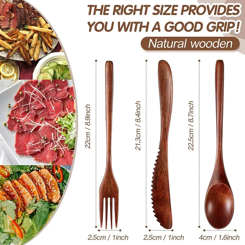 24/12 Pieces Wooden Spoon Soup Spoon and Fork Tableware Natural Ellipse Ladle Spoon Set Eco Friendly Products Spoons for Cooking Oasis Select
