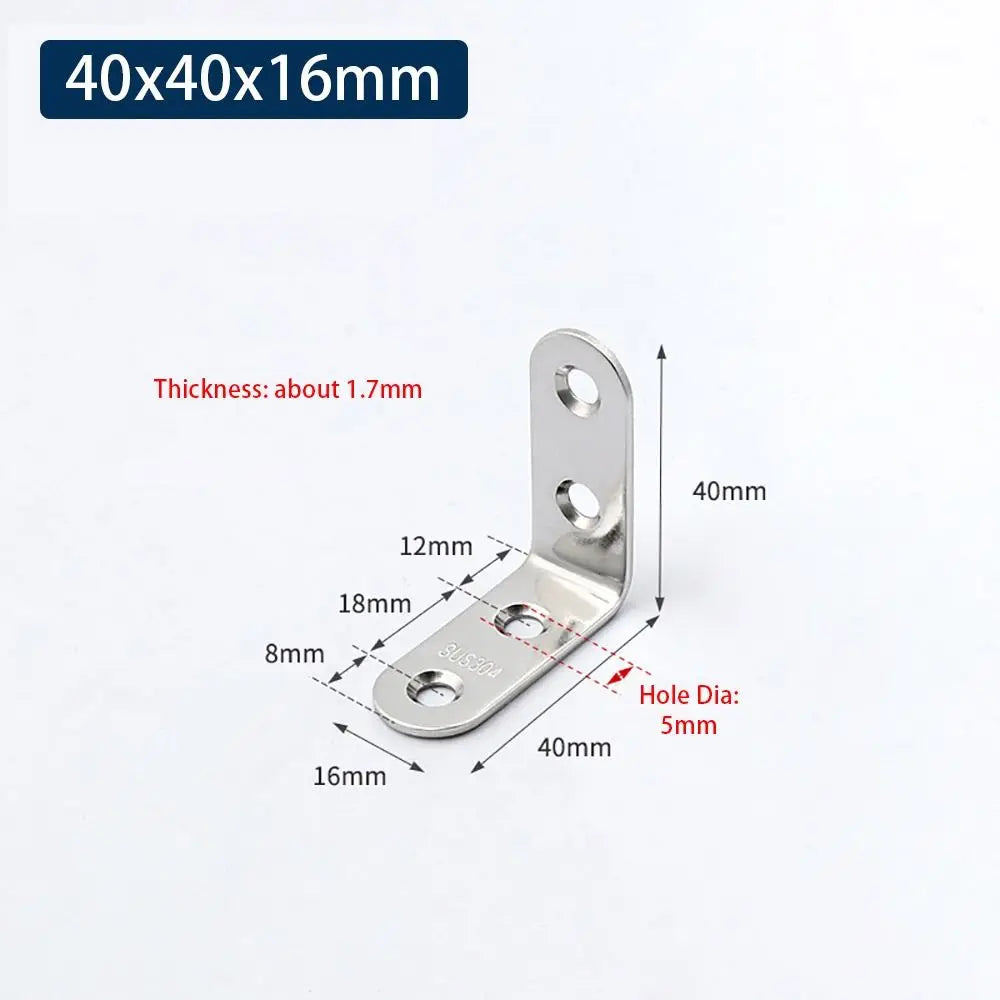 1Pcs Cabinet Screens Wall Angle Bracket Furniture Fastener SUS304 Stainless Steel Corner Brace Joint L Shape Oasis Select 40x40x16mm