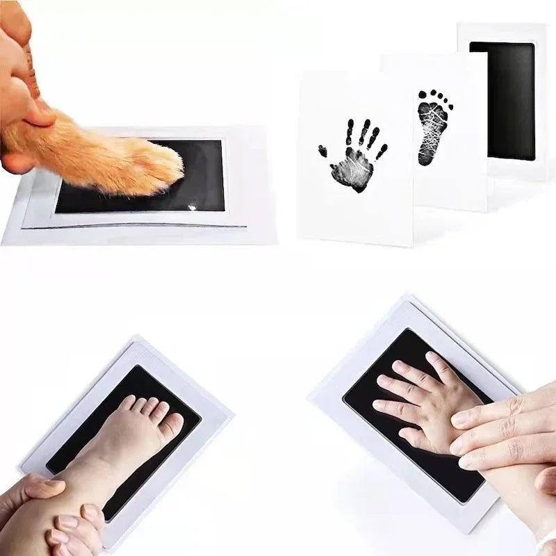 Newborn Baby DIY Hand And Footprint Kit Ink Pads Photo Frame Handprint Toddlers Souvenir Accessories Safe Clean Baby Shower Gift Oasis Select