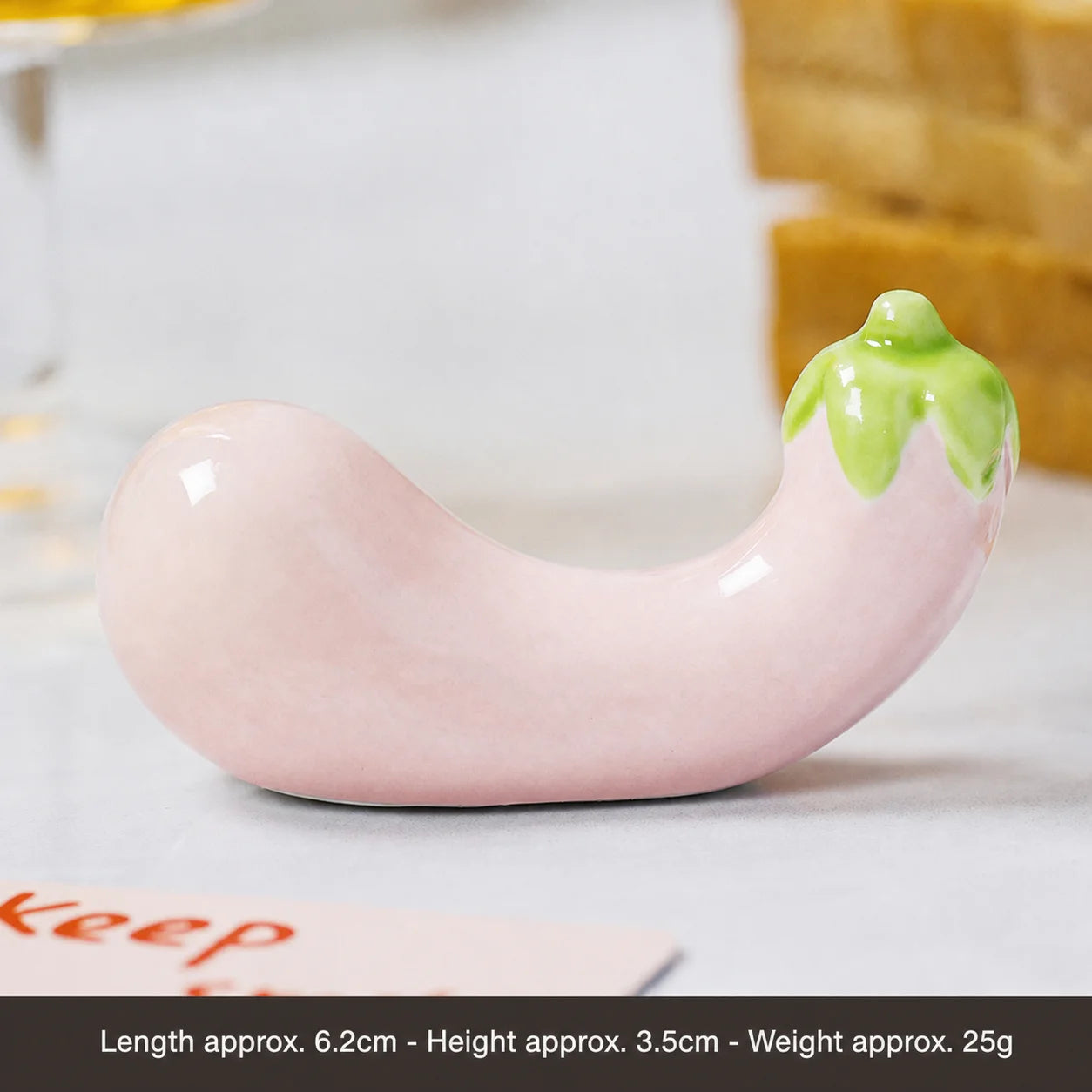 Eggplant Ceramic Chopstick & Pen Rest | Cute Desktop Decor