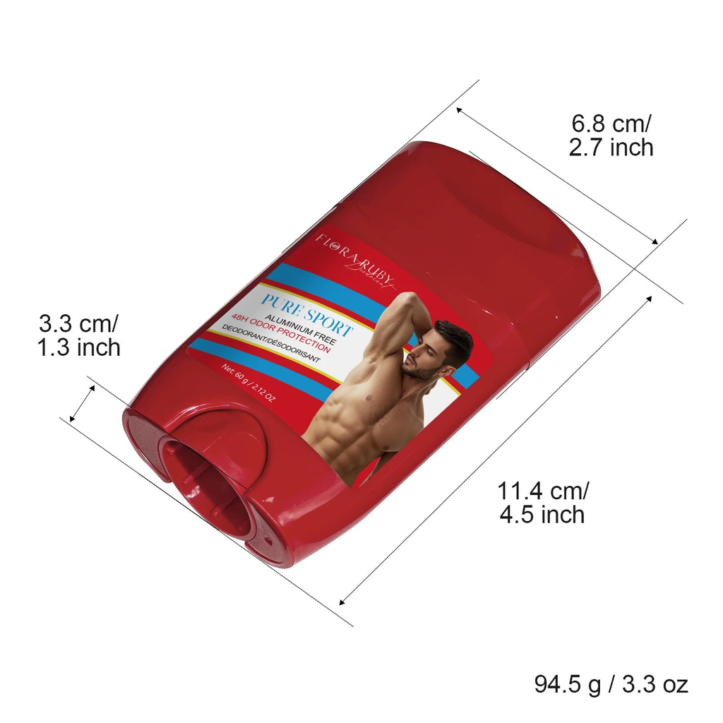 Flora Ruby deodorant stick for men, each 68g/2.39 oz, long lasting fragrance,Can be used after exercise Oasis Select