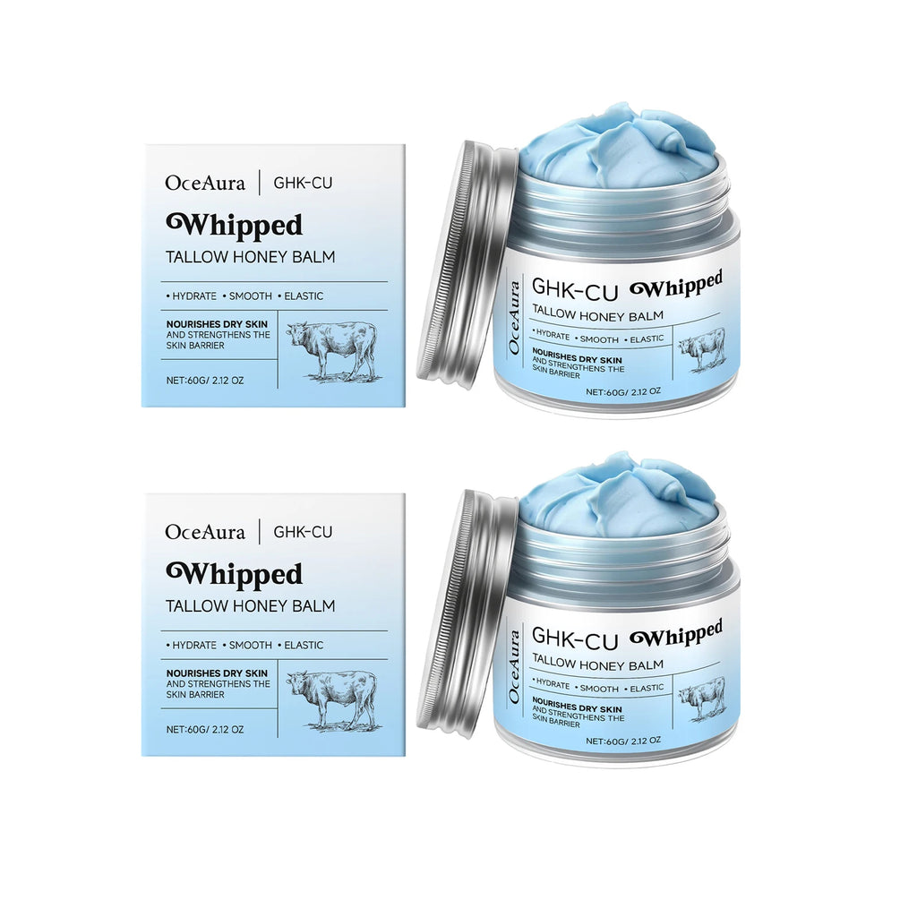 Ghk-Cu Beef Tallow Honey Balm Repair Dry Skin Deep Hydration Nourish Non-Greasy Brightening Even Skin Whipped Tallow Honey Cream Oasis Select 60g x2 boxed