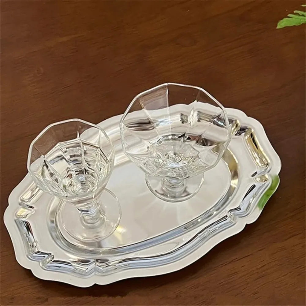 Mirror Finish Stainless Steel Cake & Dessert Serving Tray