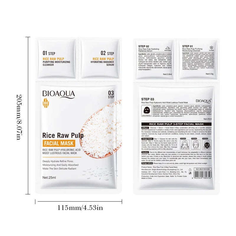 BIOAQUA White Rice Face Mask Kit – Moisturizing & Anti-Wrinkle Face Mask Kit Oasis Select