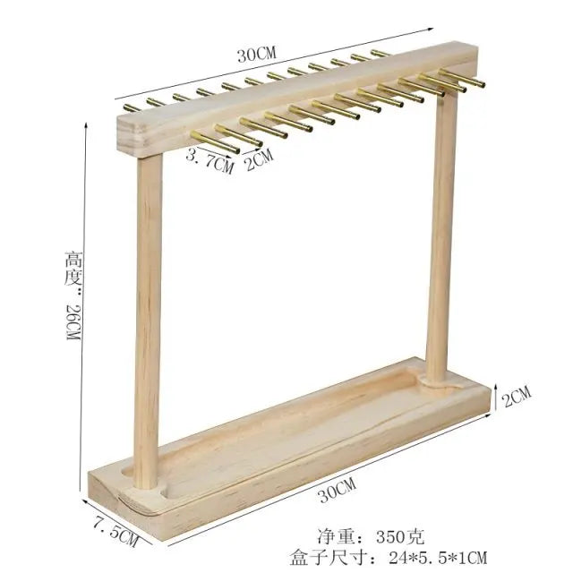 Modern Wood Jewelry Stand – 24/36 Hook Necklace Organizer Rack