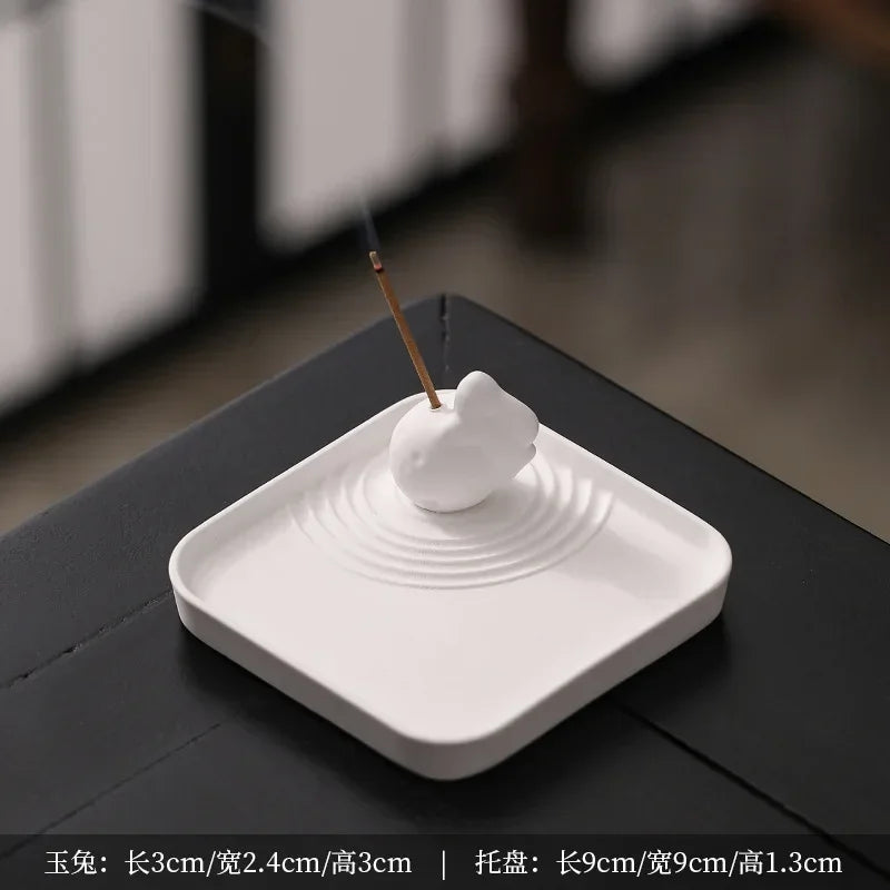 New Chinese Gypsum Incense Wire Incense Burner Accessories Zen White Creative Incense Burner Decoration Oasis Select Jade Rabbit