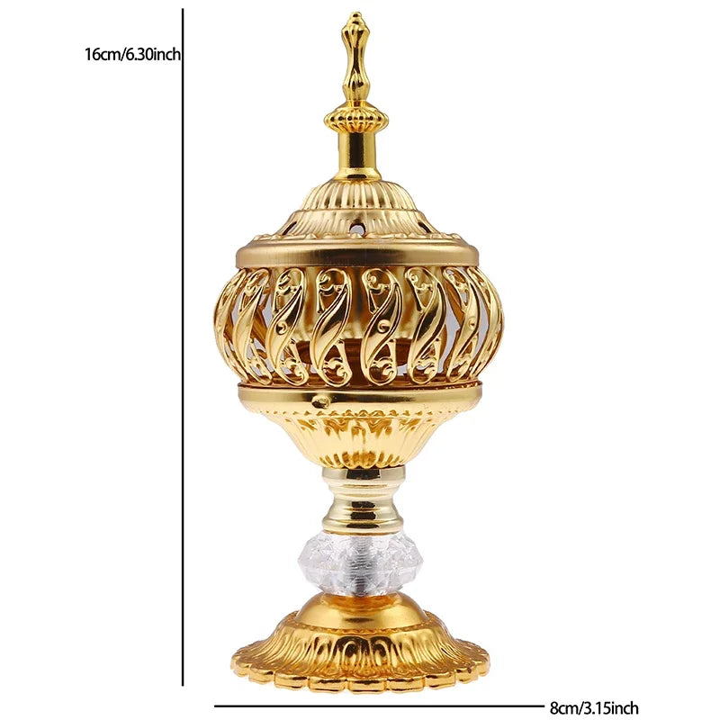 Incense Burner Holder Metal Censer Cone Arabian Stick Frankincense Vintage Bakhoor Coil Ash Catcher Iron Aromatherapy Fragrance Oasis Select WHITE