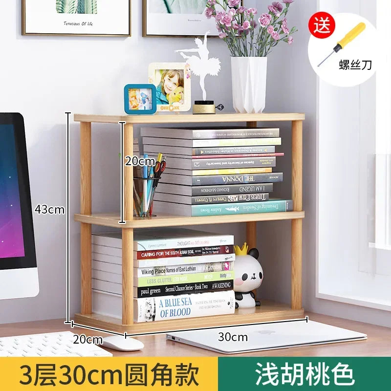 Minimalist Wooden Desktop Bookshelf | Multi-Layer Desk Organizer