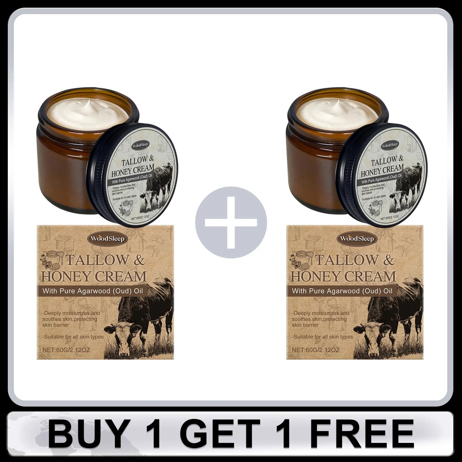 Beef Tallow Cream for Dry Damaged Skin Nourishing Body Balm Reduce Redness Anti Puffiness Firming Lifting Moisturizing Face Care Oasis Select Buy 1 Get 1 Free 1