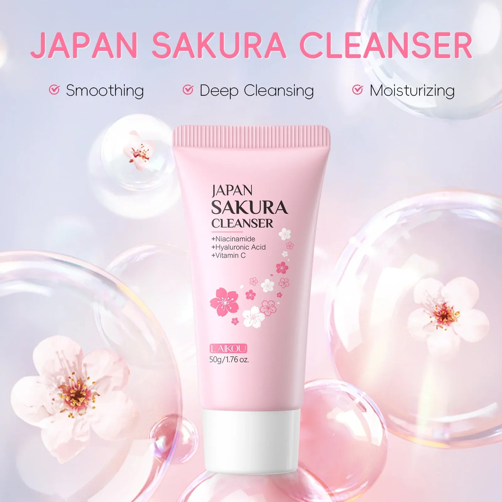 LAIKOU Sakura Foaming Face Cleanser – Acne & Blackhead 50g Foaming Face Cleanser Oasis Select