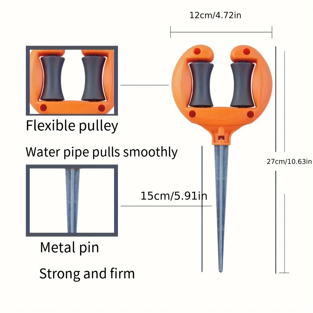 1pc Orange/White Garden Hose Guide, Iron Base for Stable Ground Fixation, Premium Material Durable Stylish Design Oasis Select