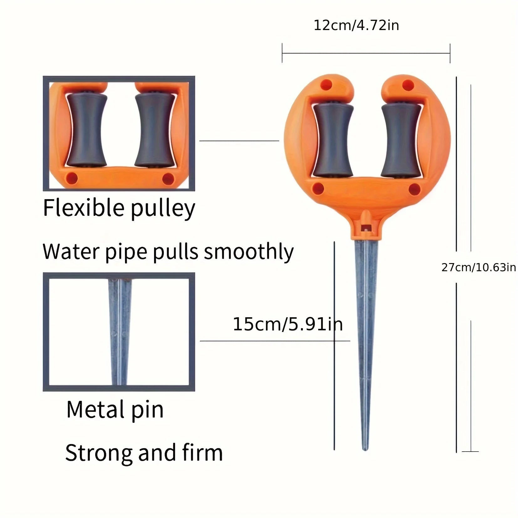1pc Orange/White Garden Hose Guide, Iron Base for Stable Ground Fixation, Premium Material Durable Stylish Design Oasis Select