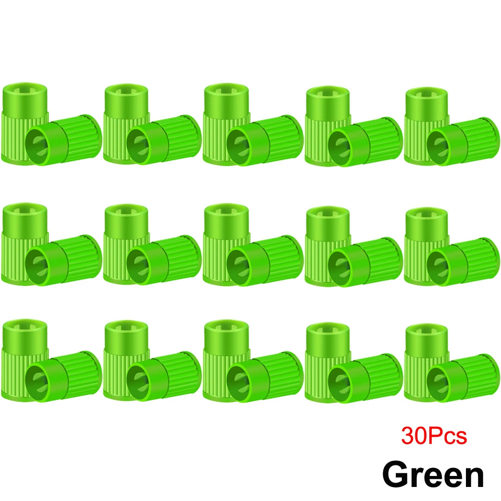 Tire Stem Valve Caps with Valve Core Remover Tool Plastic Dust Caps Universal for Cars, Bike and Bicycle, Trucks, Motorcycles Oasis Select Green-30Pcs