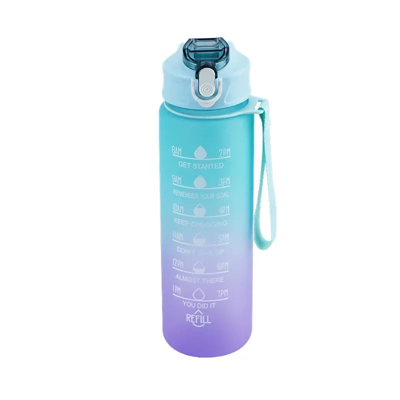 900ML Sports Water Bottle with Time Marker Leak-proof Cup Motivational Portable Water bottle Sport Fitness BPA Free Oasis Select green 900ml