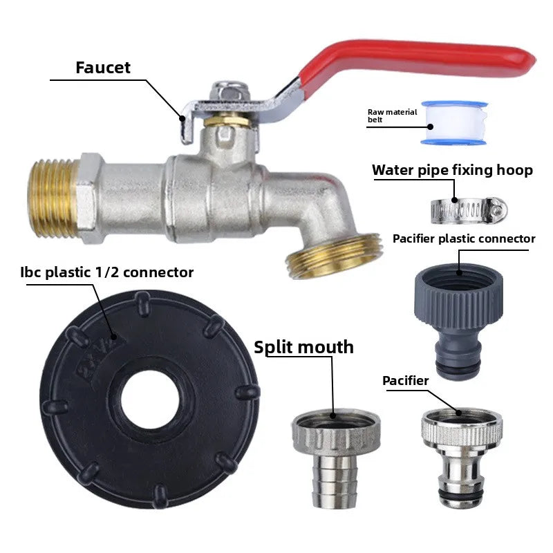 1/2inch Garden Irrigation Brass Faucet IBC Tank Water Tap Single Outlet Valve Replacement Antifreeze Outdoor Balcony Accessories Oasis Select DN15 C