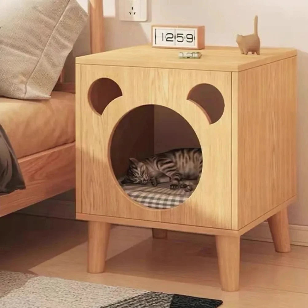 Wooden Cat Nest Bedside Tables Multi Functional Cat Nest Four Season Simple Storage Locker Nightstands Bedroom Furniture Oasis Select