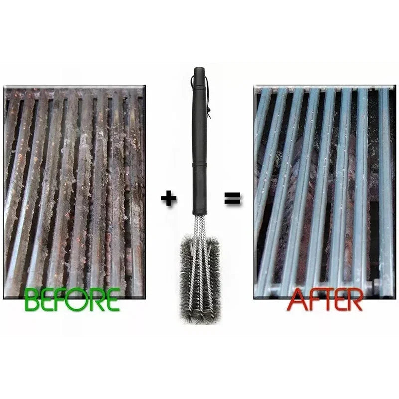 Grill Cleaning Brush BBQ Tool Brush 3 Stainless Steel Brushes in 1 Cleanin Bbq Accessories Best Cleaner Barbecue Oasis Select