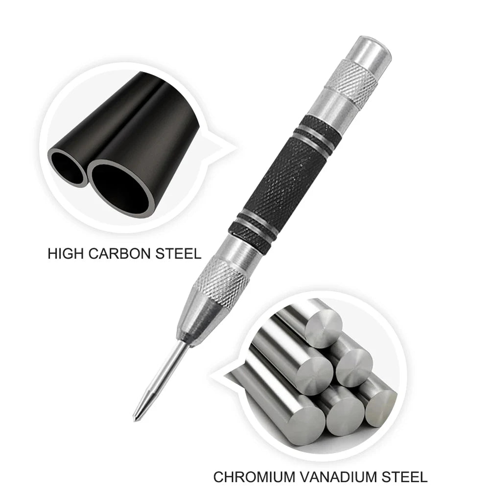 5inch Automatic Center Punch Spring Loaded Marker Wood Metal Glass Steel Press Dent Drill Location Hand Tool ﻿ Oasis Select