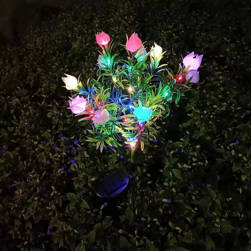 LED Gardenia, Rose, Lily Solar Outdoor Artificial Lantern, Garden Decoration, Lawn Lantern, Grass Atmosphere Light Oasis Select Gardenia color light