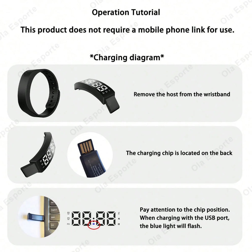 LED Smart Fitness Band – Step Tracker, Alarm & Sleep Monitor