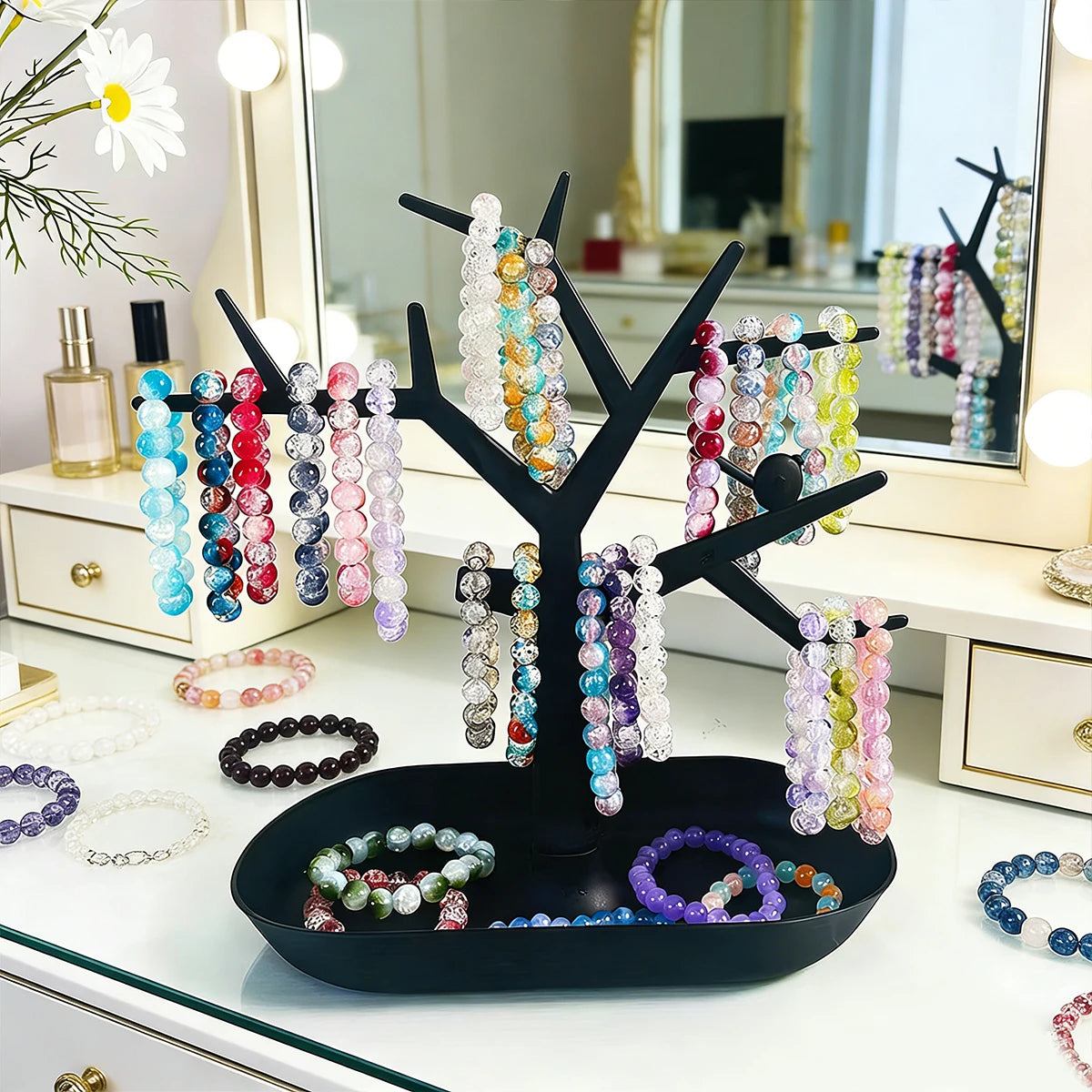 1pc White/Black Tree Shaped Jewelry Display Rack Earrings Necklaces, Jewelry Tray Entrance Area Keychain, Glasses Storage Rack Oasis Select