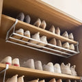 Adjustable Shoe Rack | Space-Saving Layered Organizer For Home Shoe Cabinets | Under-Shelf Shoe Holder With Hanging Basket Oasis Select Large White